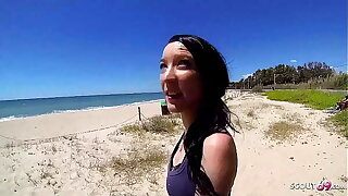 Skinny Teen Tania Pickup for First Assfuck at Public Beach by old Panhandler